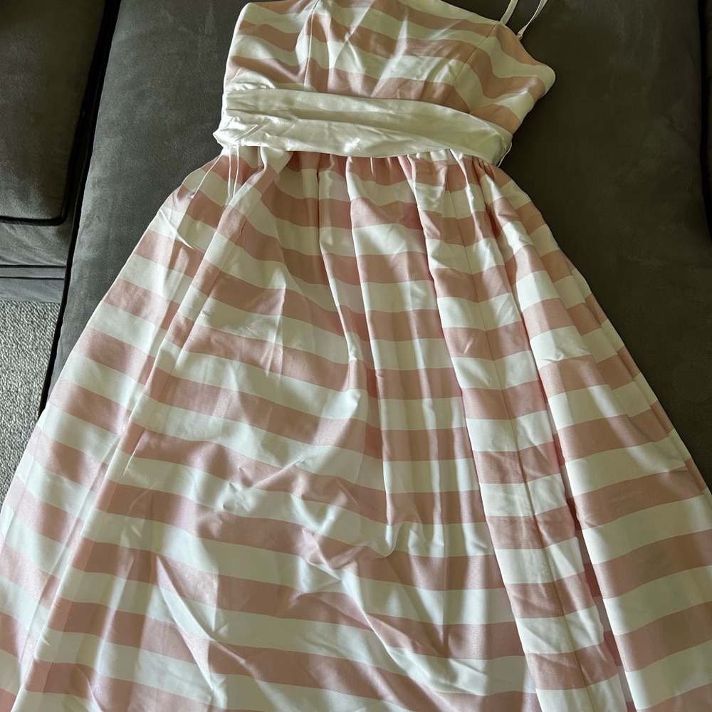 Aura Blush and White Striped Dress